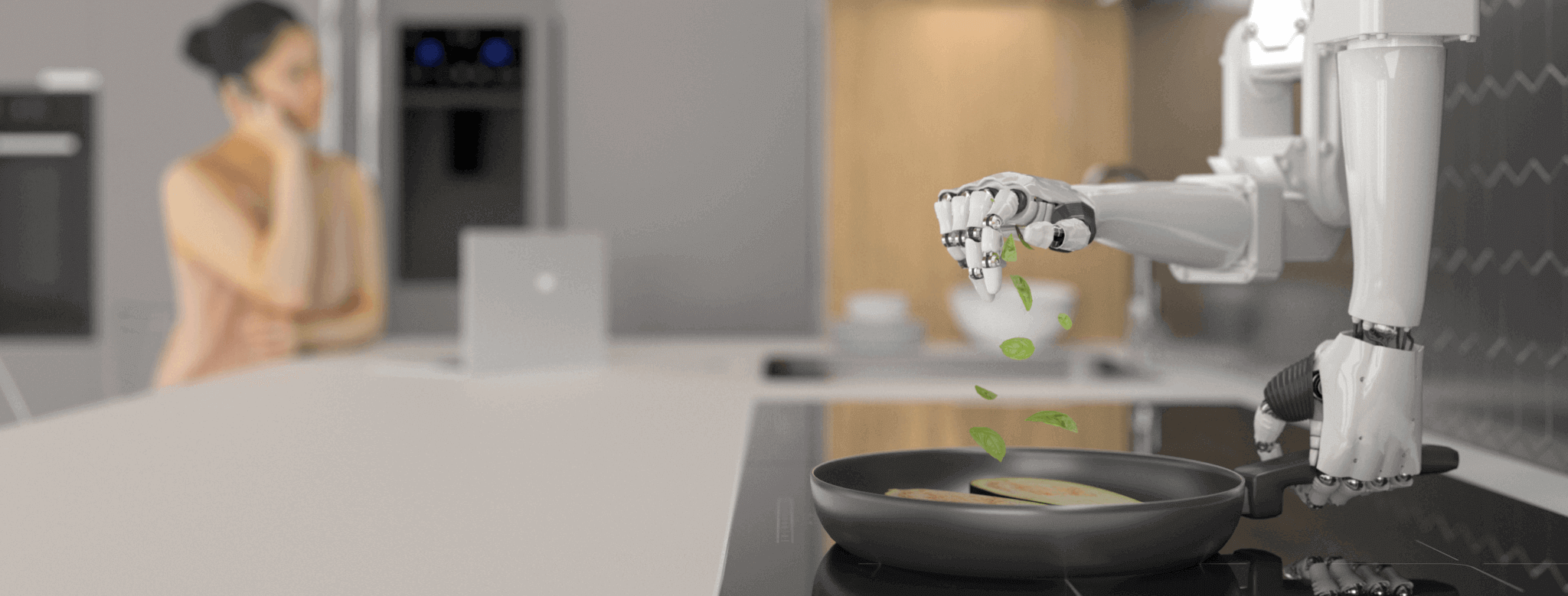 Robotic arm cooking in a smart automated kitchen